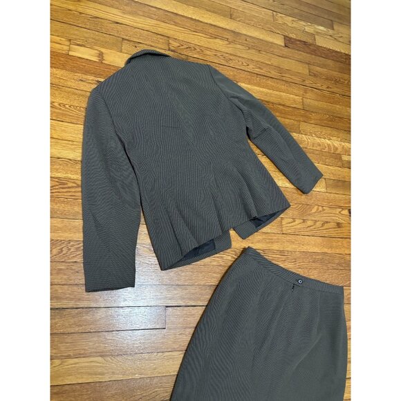 Jones New York Womens Skirt Suit Size 12 Green Pindot Blazer Jacket Career - Picture 8 of 8